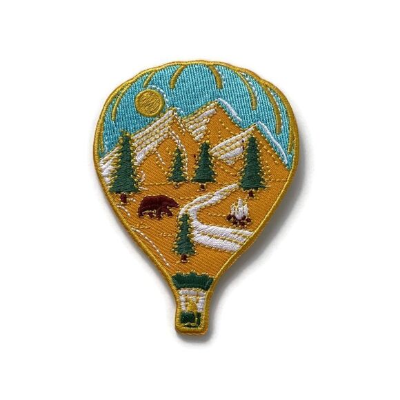 Hot Air Balloon Camp Embroidered Patch - Picture 1 of 3